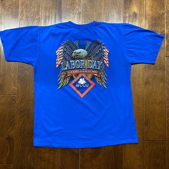 Union Line Atlanta Georgia Labor Day USA Eagle Workers Blue T-Shirt Men's XL - Picture 4 of 8